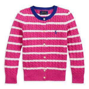 Polo Ralph Lauren Little Girl's Striped Cable-Knit Cardigan 100% Cotton NWT 3T